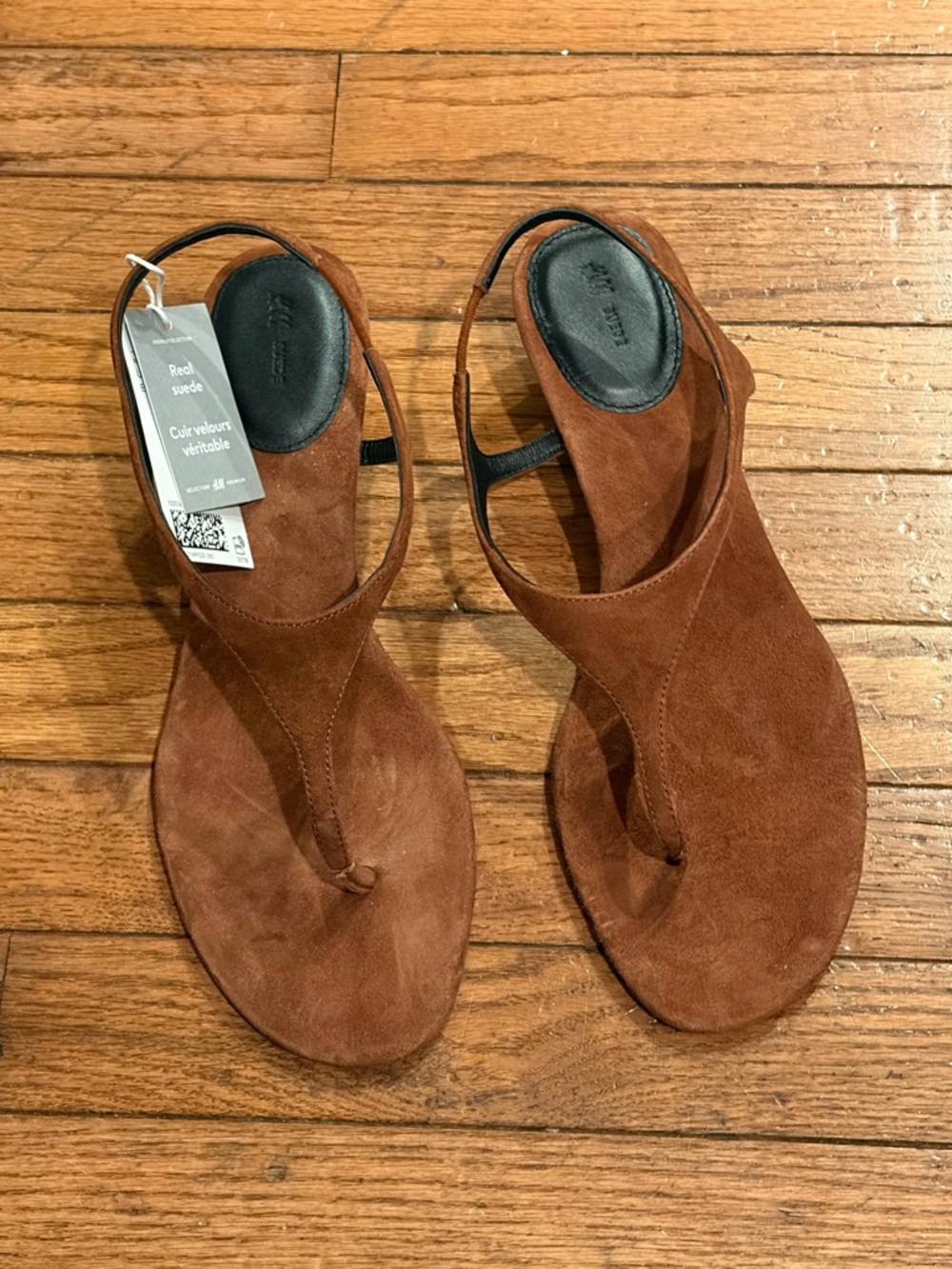 H&M Edition Thong Styled Brown Suede Kitten Heel  Sandal Sizes 7& 8 NWT - Picture 6 of 10